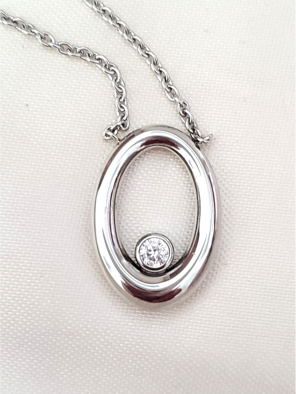Skagen Elin Silver-Tone Oval CZ Pendant Necklace